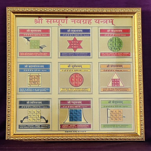 Shree Sampurna Nabagraha Yantra 9x9 (Laminated)